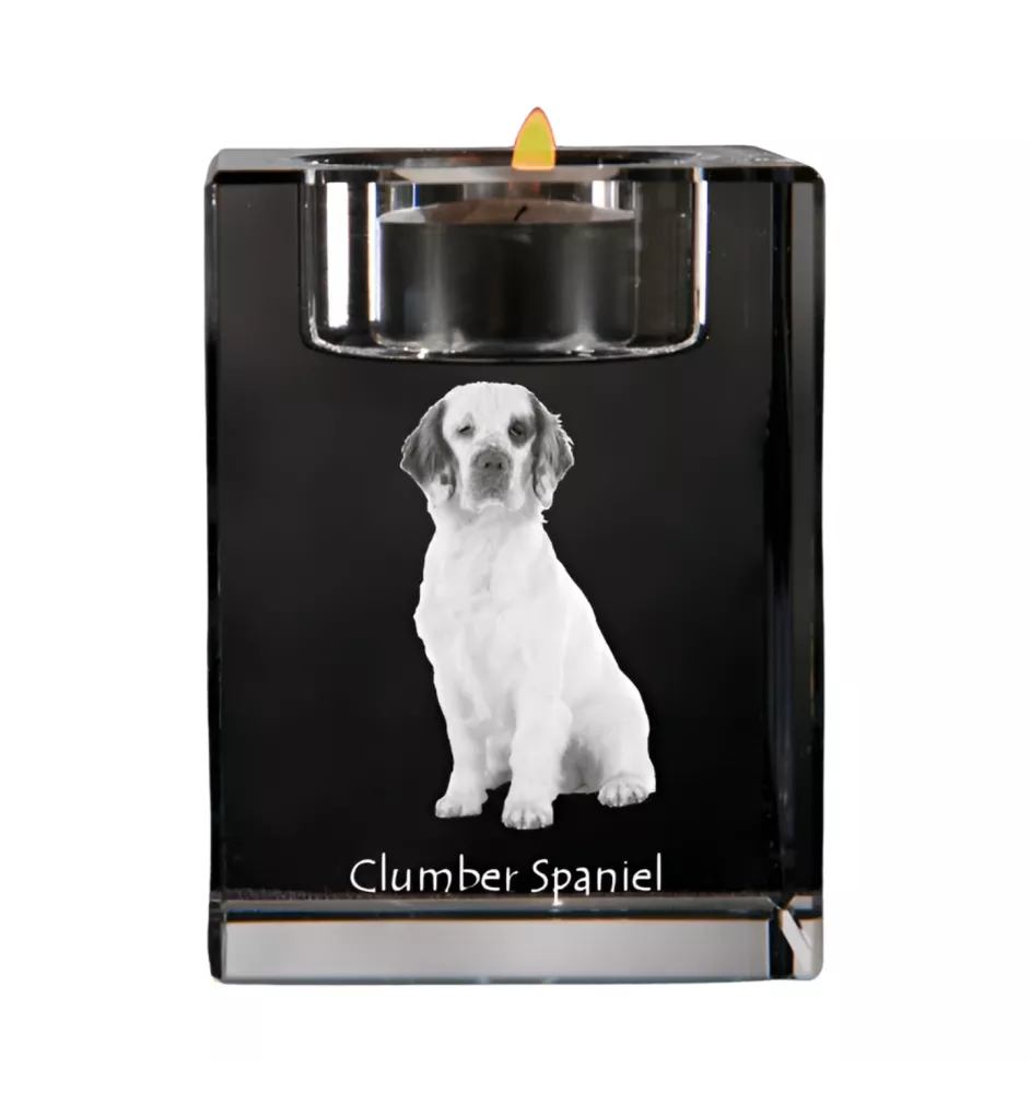 Clumber Spaniel - Kerzenhalter mit Hundefoto, Teelichthalter aus Kristall, personalisiertes Geschenk der Marke Art-Dog