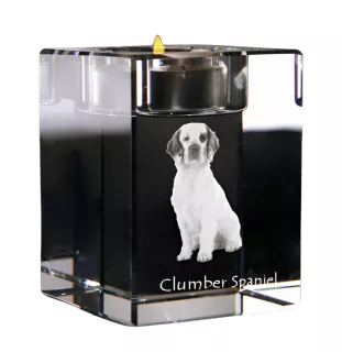 Clumber Spaniel - Bougeoir avec photo de chien, porte bougie en cristal, cadeau personnalisé par la marque Art-Dog
