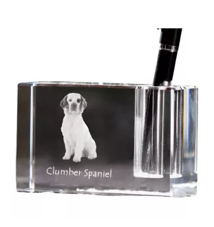 Clumber Spaniel - Stifthalter, Kristallorganizer mit Hundefoto, einzigartige Schreibtischdekoration der Marke Art-Dog