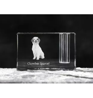 Clumber Spaniel - Stifthalter, Kristallorganizer mit Hundefoto, einzigartige Schreibtischdekoration der Marke Art-Dog