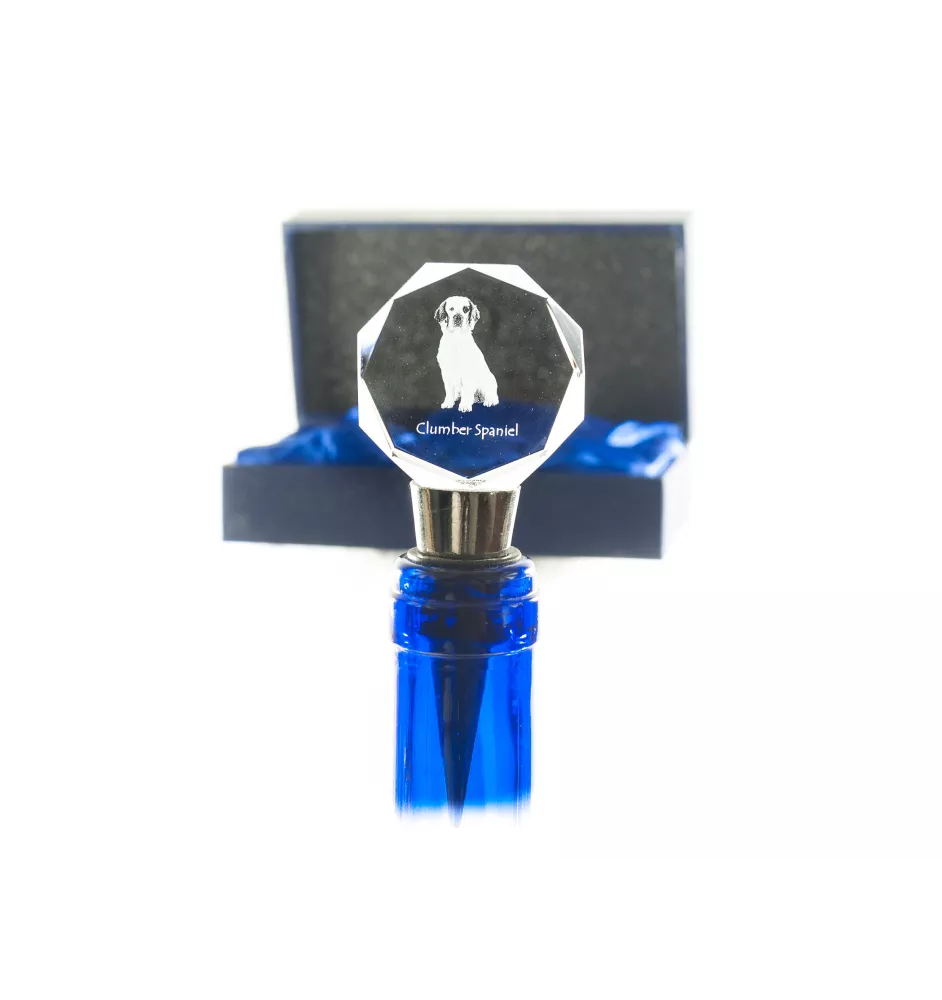 Clumber Spaniel - Bottle stopper, crystal wine stopper with photo, personalised gift for bartender by Art-Dog brand