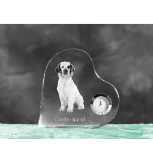 Clumber Spaniel - horloge en cristal avec une photo de chien, horloge de table en forme de cœur, horloge debout personnalisée de la marque Art-Dog