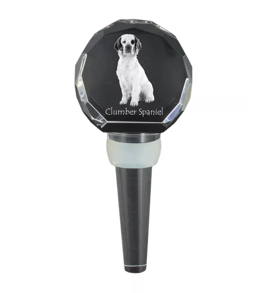 Clumber Spaniel - Crystal bottle stopper, unique wine stopper with photo, personalised gift for sommelier by Art-Dog brand