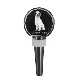 Clumber Spaniel - Crystal bottle stopper, unique wine stopper with photo, personalised gift for sommelier by Art-Dog brand