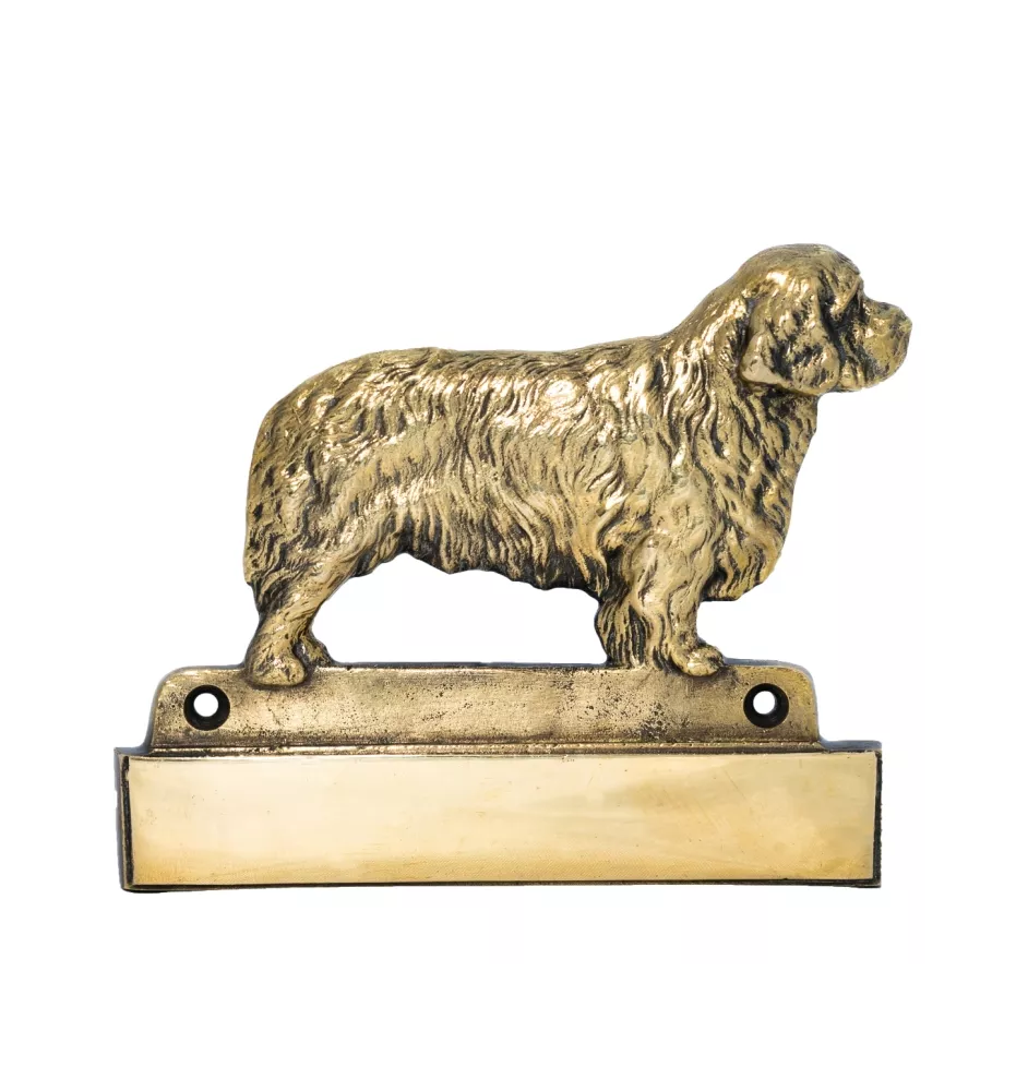 Clumber Spaniel - address plaque with a dog, brass nameplate, personalized door sign with the brand name Art-Dog