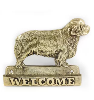 Clumber Spaniel - Türschild mit Hund, messingfarbenes Willkommensschild, einzigartiges Schild mit der Aufschrift Welcome von der Marke Art-Dog