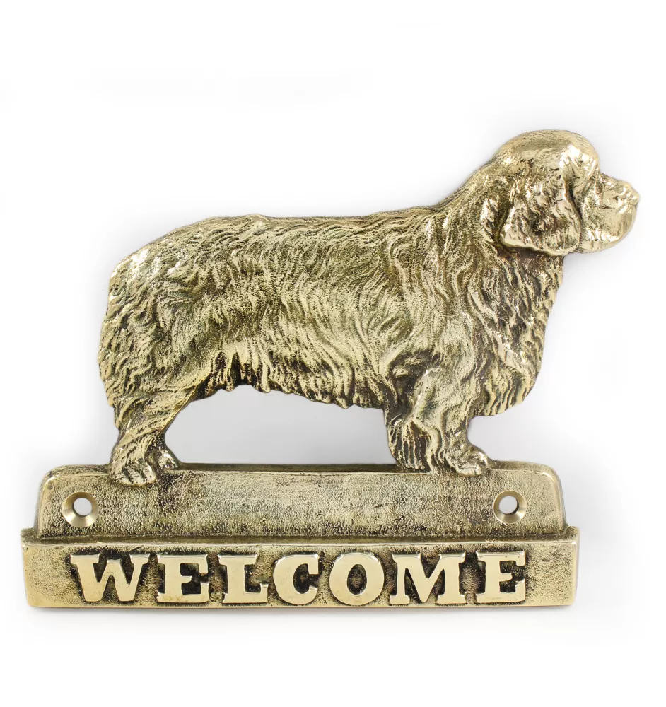 Clumber Spaniel - une plaque de porte avec un chien, une plaque de bienvenue en laiton, une enseigne exceptionnelle avec l'inscription Welcome de la marque Art-Dog