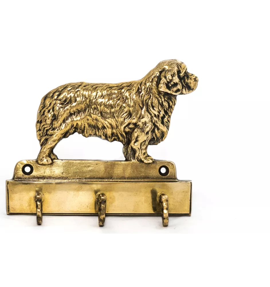 Clumber Spaniel - key holder with a dog, brass handle for dog accessories, an elegant decoration for the hallway from the Art-Dog brand.