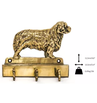 Clumber Spaniel - key holder with a dog, brass handle for dog accessories, an elegant decoration for the hallway from the Art-Dog brand.