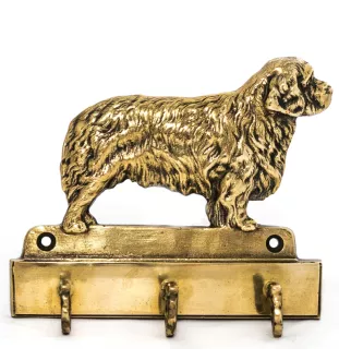 Clumber Spaniel - key holder with a dog, brass handle for dog accessories, an elegant decoration for the hallway from the Art-Dog brand.