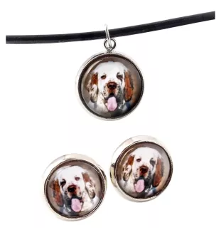 Clumber Spaniel - Schmuck mit Ihrem Foto-Box, Halskette und Ohrringe-Set, personalisierte Produkte der Marke Art-Dog.