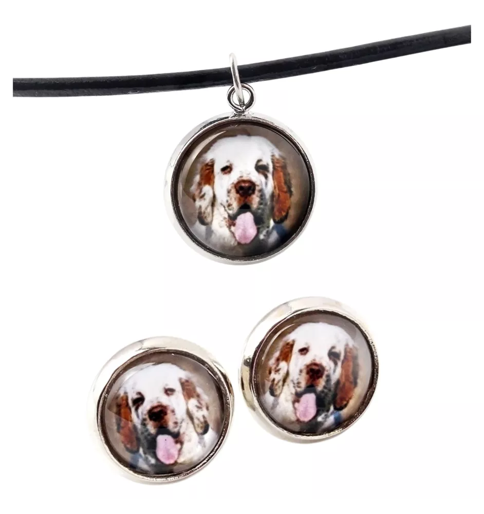 Clumber Spaniel - Schmuck mit Ihrem Foto-Box, Halskette und Ohrringe-Set, personalisierte Produkte der Marke Art-Dog.