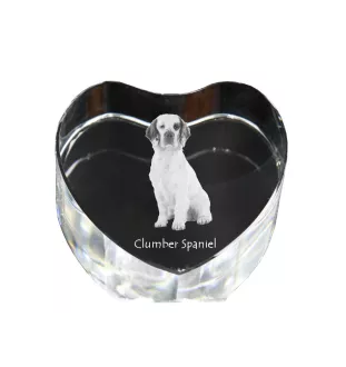 Clumber Spaniel - Hundebild im Kristall, Kristallherz, einzigartiger Bilderrahmen der Marke Art-Dog