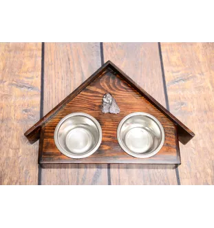 Clumber Spaniel - support en bois avec des bols pour chien, bols pour chien décoratifs, cadeau pour l'adoption d'un chien de la marque Art-Dog