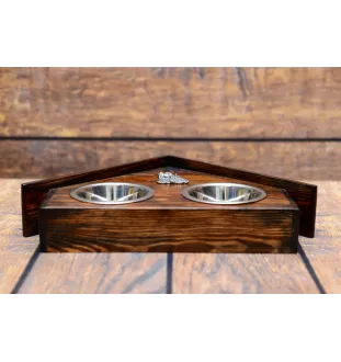 Clumber Spaniel - support en bois avec des bols pour chien, bols pour chien décoratifs, cadeau pour l'adoption d'un chien de la marque Art-Dog