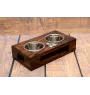 Clumber Spaniel - wooden stand with bowls for a dog, steel dog bowls, a gift for adopting a dog from the Art-Dog brand
