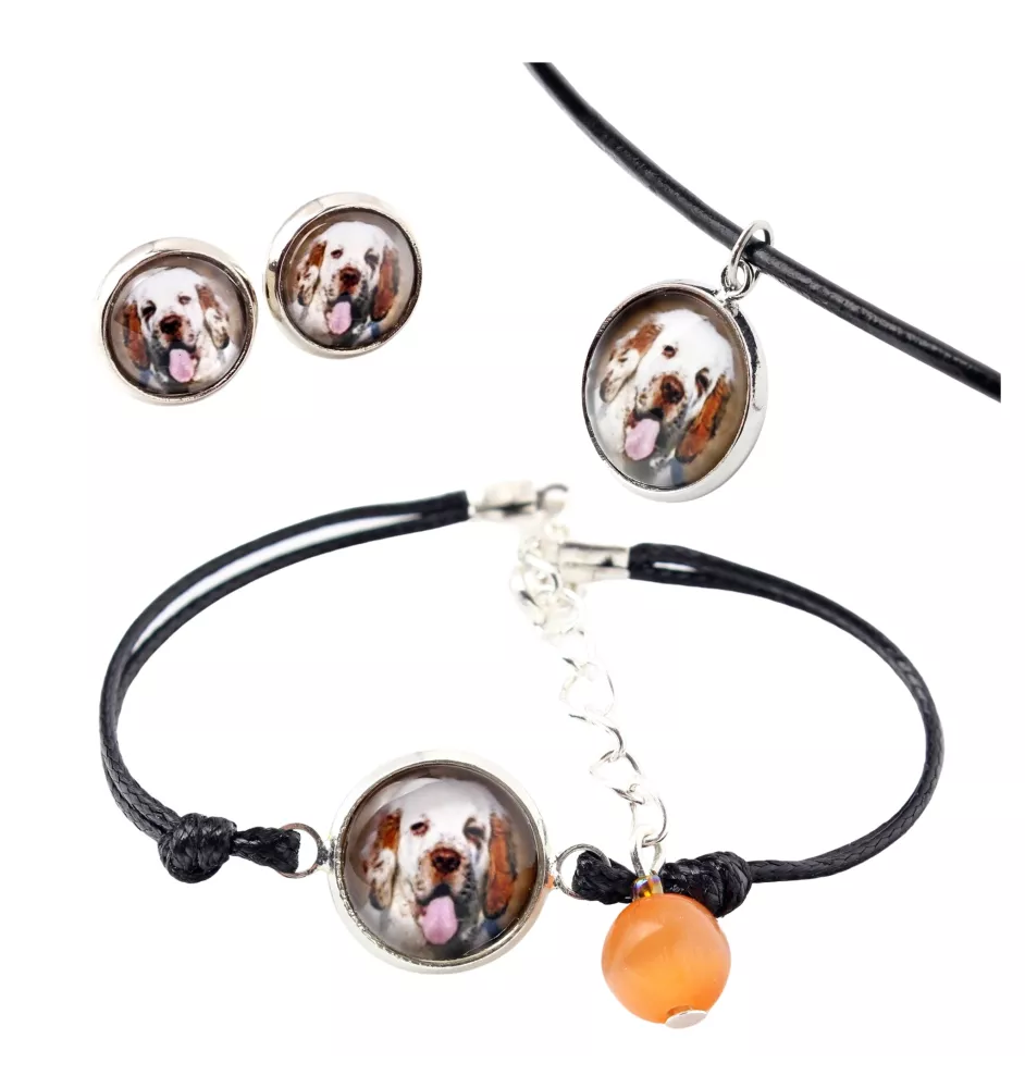 Clumber Spaniel - Schmuckset in einer Schachtel, Halskette, Ohrringe, Armband, Produkte der Marke Art-Dog