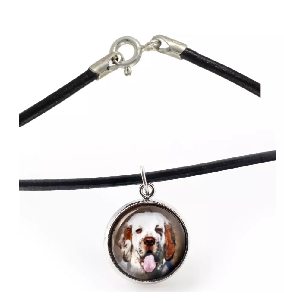 Clumber Spaniel - Halskette in einer Schachtel, elegante Verzierung, Anhänger der Marke Art-Dog