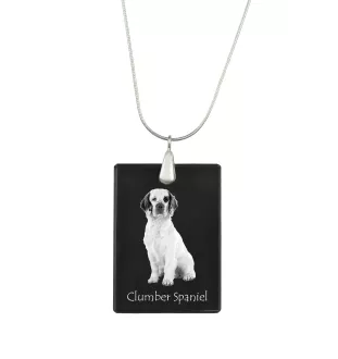 Clumber Spaniel - Crystal pendant with dog, silver necklace with photo, personalised pendant by Art-Dog brand