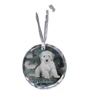 Cockapoo, cock-a-poo, cockerpoo, spoodle - boule de Noël en cristal avec une photo, photo de chien dans le cristal, décoration personnalisée pour sapin de Noël de la marque Art-Dog
