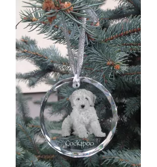 Cockapoo - Kristallkugel mit Foto, Hundebild im Kristall, personalisierter Christbaumschmuck von Art-Dog.