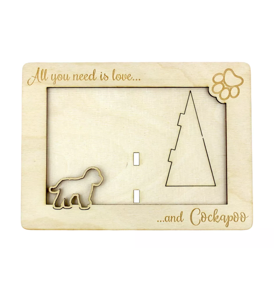 Cockapoo, cock-a-poo, cockerpoo, spoodle - Cadre photo, cadre en bois gravé, un joli gadget pour l'amoureux des chiens par Art-Dog