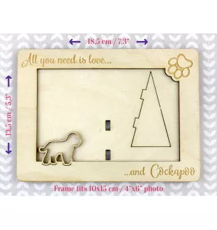 Cockapoo, cock-a-poo, cockerpoo, spoodle - Cadre photo, cadre en bois gravé, un joli gadget pour l'amoureux des chiens par Art-Dog