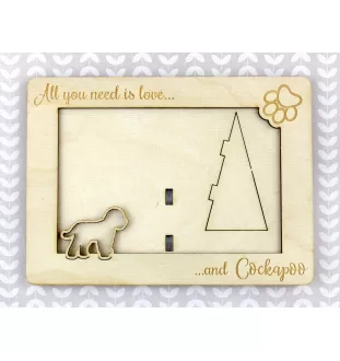 Cockapoo, cock-a-poo, cockerpoo, spoodle - Cadre photo, cadre en bois gravé, un joli gadget pour l'amoureux des chiens par Art-Dog