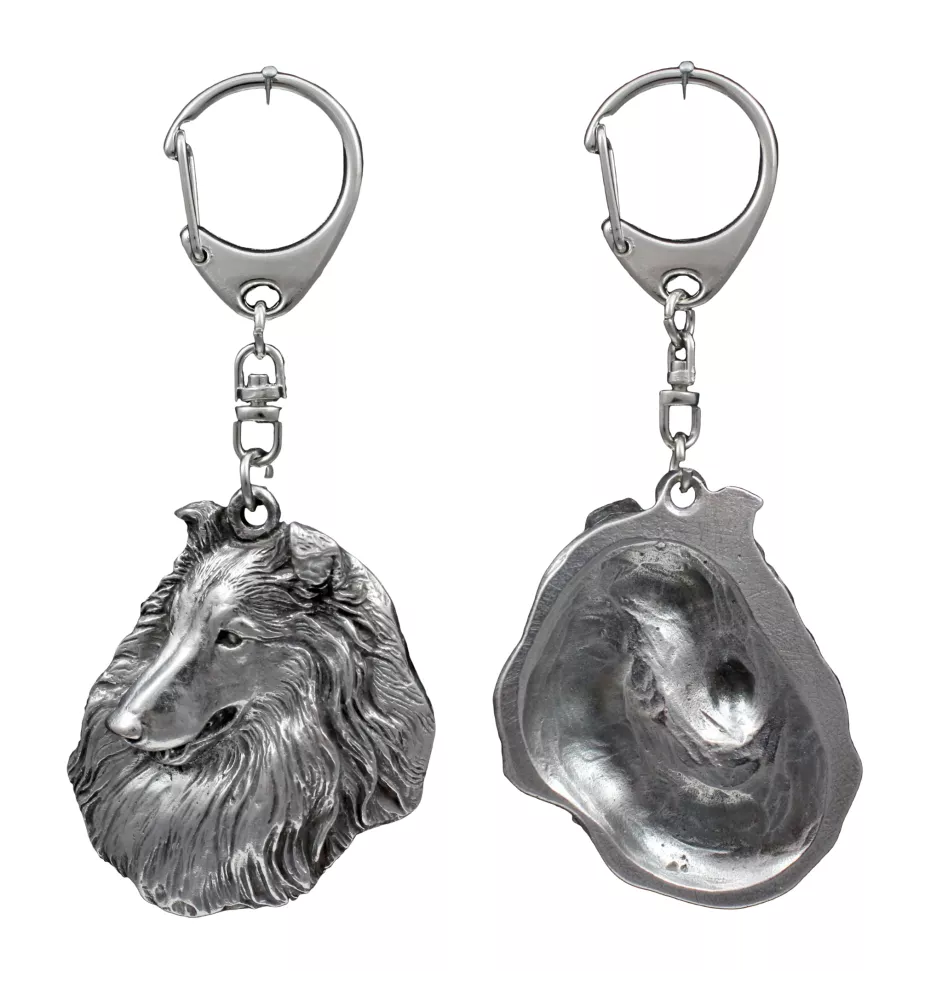 Langhaarcollie, Langhaariger Schottischer Schaferhund - Versilberter Schlüsselanhänger mit Hund, Handtaschen-Dekoration, Rucksack-Anhänger der Marke Art-Dog