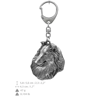 Langhaarcollie, Langhaariger Schottischer Schaferhund - Versilberter Schlüsselanhänger mit Hund, Handtaschen-Dekoration, Rucksack-Anhänger der Marke Art-Dog
