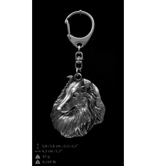Langhaarcollie, Langhaariger Schottischer Schaferhund - Versilberter Schlüsselanhänger mit Hund, Handtaschen-Dekoration, Rucksack-Anhänger der Marke Art-Dog