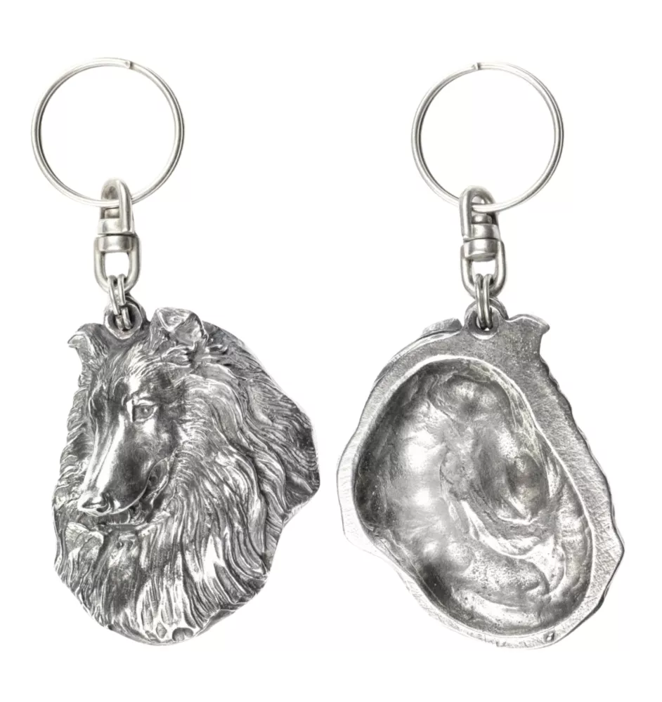 Collie à poil long, Colley à poil long, berger écossais - Pendentif chien argenté, décoration de sac à main, pendentif sac à dos par la marque Art-Dog