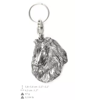 Collie à poil long, Colley à poil long, berger écossais - Pendentif chien argenté, décoration de sac à main, pendentif sac à dos par la marque Art-Dog