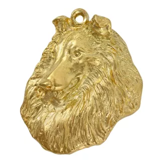 Langhaarcollie, Langhaariger Schottischer Schaferhund - Vergoldeter Schlüsselanhänger mit Hund, Handtaschenschmuck, Luxus-Accessoire der Marke Art-Dog