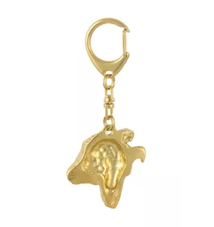 Collie à poil court, Colley à poil court - Porte-clés doré avec chien, décoration de sac à main, accessoire de luxe de la marque Art-Dog