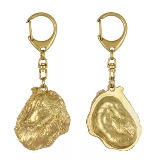 Langhaarcollie, Langhaariger Schottischer Schaferhund - Vergoldeter Schlüsselanhänger mit Hund in Geschenkbox, Handtaschen-Dekoration, Luxus-Accessoire der Marke Art-Dog