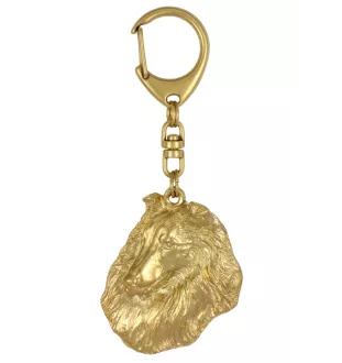 Langhaarcollie, Langhaariger Schottischer Schaferhund - Vergoldeter Schlüsselanhänger mit Hund in Geschenkbox, Handtaschen-Dekoration, Luxus-Accessoire der Marke Art-Dog