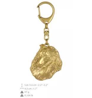 Langhaarcollie, Langhaariger Schottischer Schaferhund - Vergoldeter Schlüsselanhänger mit Hund in Geschenkbox, Handtaschen-Dekoration, Luxus-Accessoire der Marke Art-Dog