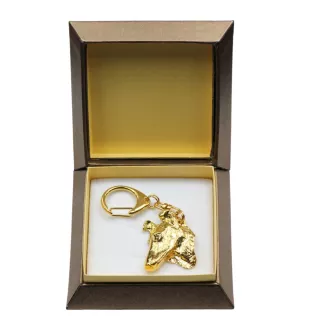 Kurzhaarcollie, Kurzhaariger Schottischer Schaferhund - Vergoldeter Schlüsselanhänger mit Hund in Geschenkbox, Handtaschen-Dekoration, Luxus-Accessoire der Marke Art-Dog