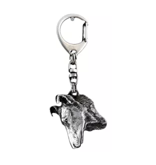 Collie Smooth - Silver-plated key ring with a dog in a gift box, handbag decoration, backpack pendant by Art-Dog brand