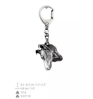 Collie Smooth - Silver-plated key ring with a dog in a gift box, handbag decoration, backpack pendant by Art-Dog brand