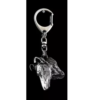 Collie Smooth - Silver-plated key ring with a dog in a gift box, handbag decoration, backpack pendant by Art-Dog brand