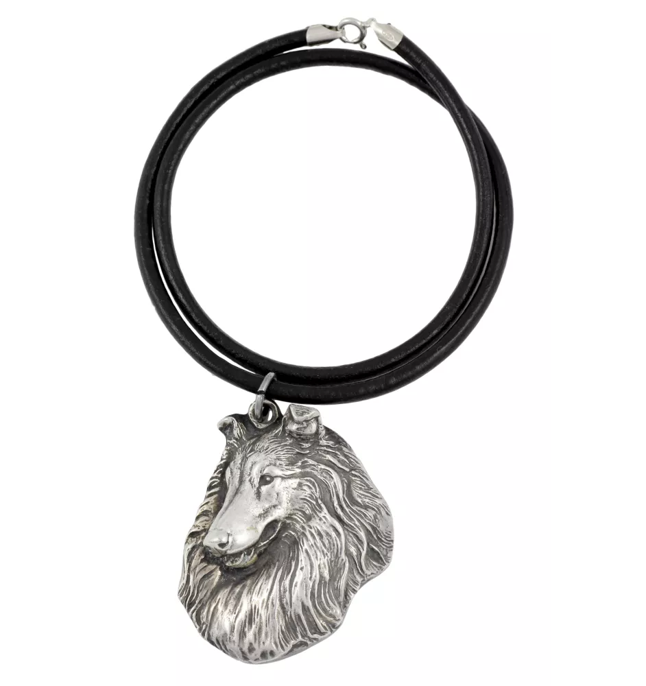 Langhaarcollie, Langhaariger Schottischer Schaferhund - Halskette mit Hund, versilberter Anhänger für Hundefans, einzigartiger Schmuck der Marke Art-Dog