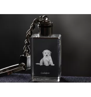 Cockapoo - Schlüsselanhänger aus Kristall mit Hundefoto, beleuchteter Schlüsselanhänger, einzigartiges Geschenk der Marke Art-Dog