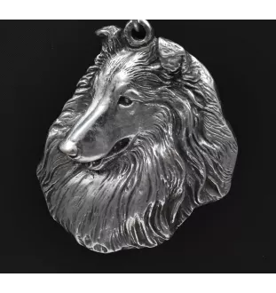 Langhaarcollie, Langhaariger Schottischer Schaferhund - Halskette mit Hund, versilberter Anhänger für Hundefans, einzigartiger Schmuck der Marke Art-Dog