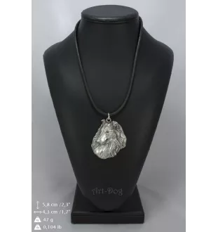 Collie à poil long, Colley à poil long, berger écossais - collier avec un chien, pendentif en plaqué argent pour les fans de chiens, bijoux uniques de la marque Art-Dog