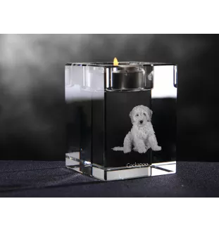 Cockapoo - Kerzenhalter mit Hundefoto, Teelichthalter aus Kristall, personalisiertes Geschenk der Marke Art-Dog