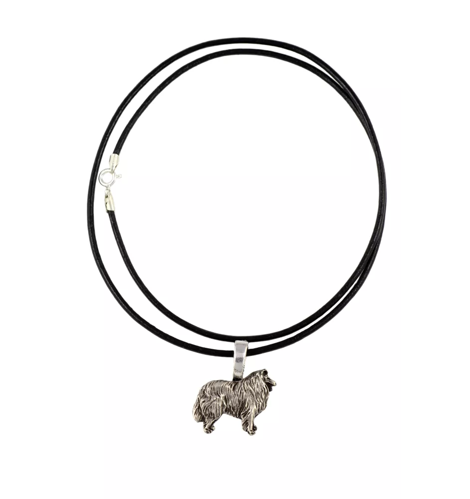 Langhaarcollie, Langhaariger Schottischer Schaferhund - Hundehalsband, versilberter Anhänger für den Hundeliebhaber, dezenter Schmuck von Art-Dog