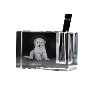 Cockapoo - Stifthalter, Kristallorganizer mit Hundefoto, einzigartige Schreibtischdekoration der Marke Art-Dog