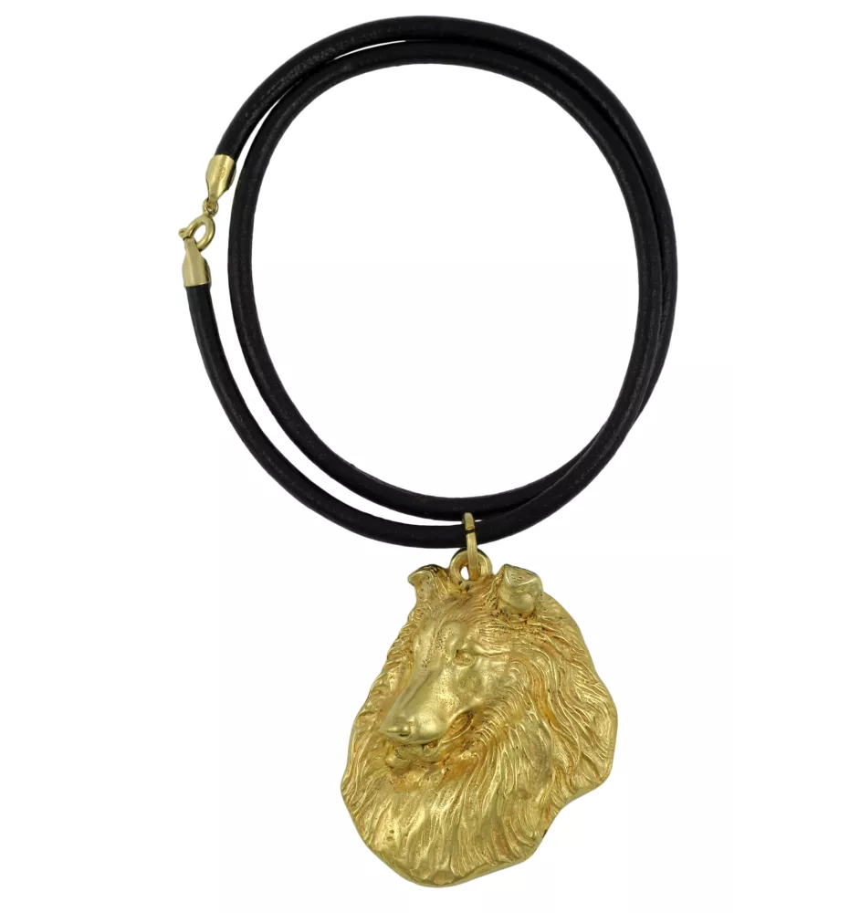 Collie à poil long, Colley à poil long, berger écossais - Collier pour chien, pendentif plaqué or pour fan de chien, bijoux uniques de la marque Art-Dog